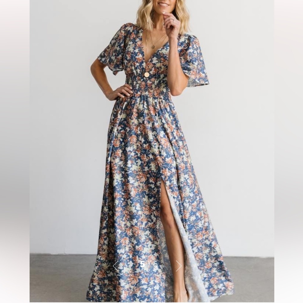 Dusty Blue Verona Floral Maxi -Baltic Born